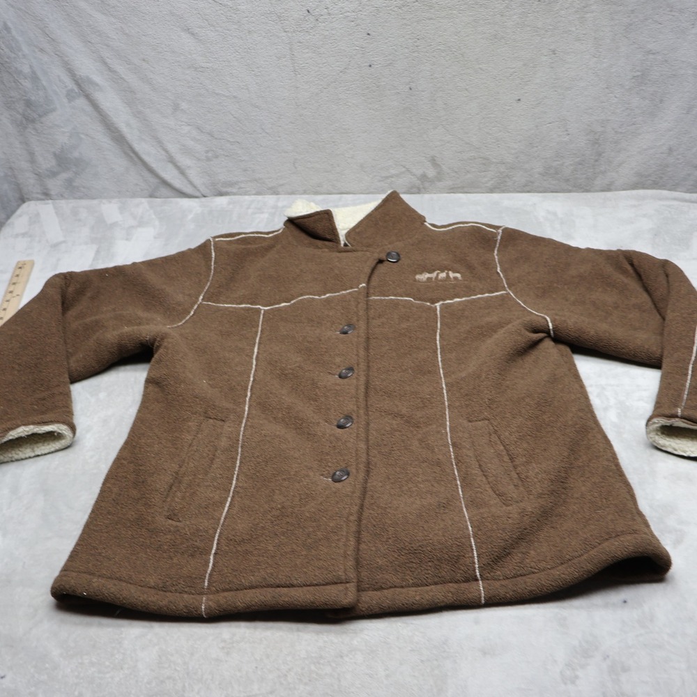 Outback Jacket Womens XL Brown Sherpa Fleece Alpine Ponies Parka Button Front